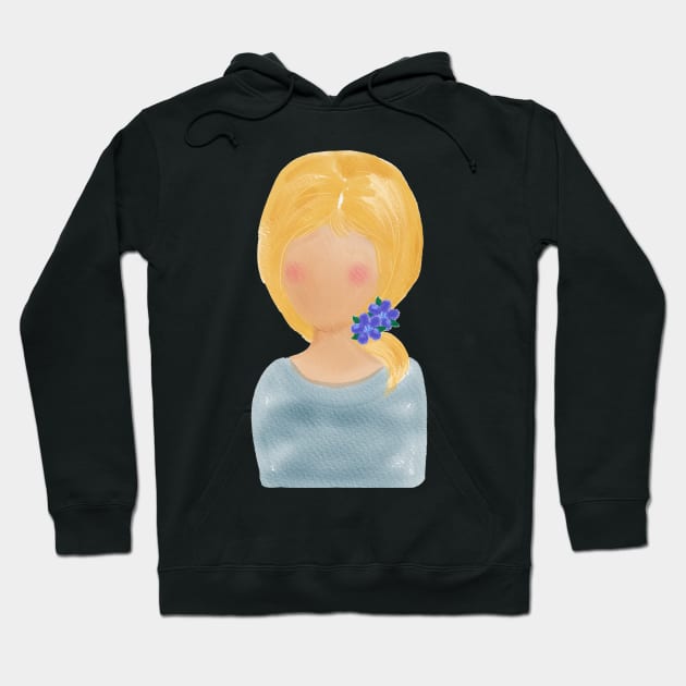 Watercolor Painted Flower Girl With Yellow Hair | Art by Cherie (c)2021 Hoodie by CheriesArt